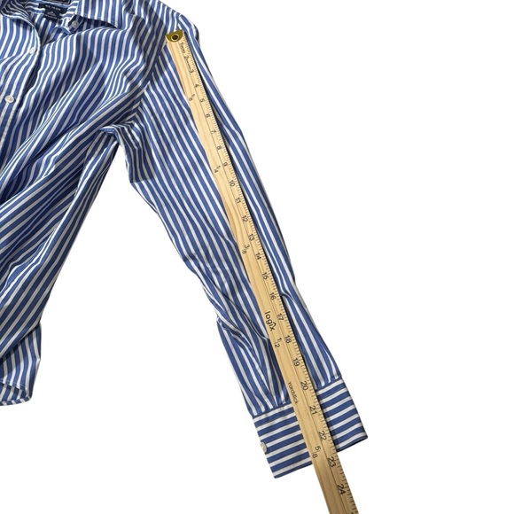 Chaps No Iron Button-Down Shirt Size Medium Striped Business Casual Preppy - Picture 14 of 14